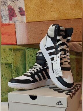 adidas Black and White High-Top Sneakers